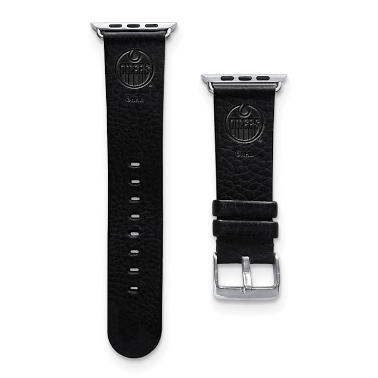 Gametime NHL Edmonton Oilers Black Leather Apple Watch Band (38/40mm
M/L). Watch not included.