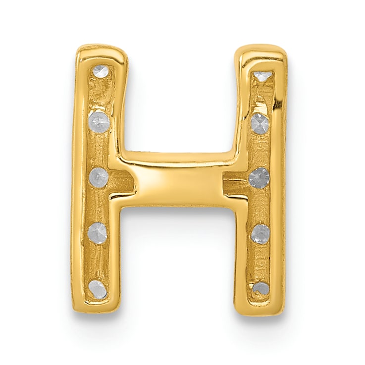 14K Yellow Gold Diamond Letter H Initial Charm