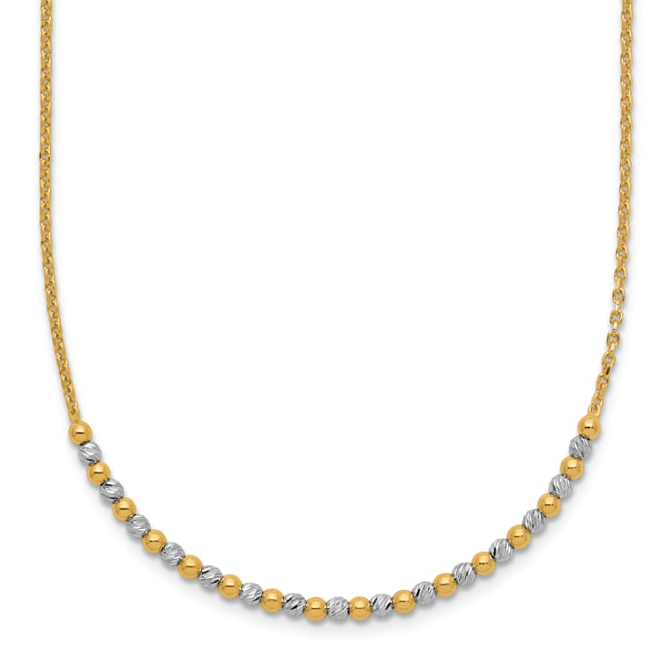 14K Two-tone Diamond-cut Beaded 18-inch Necklace
