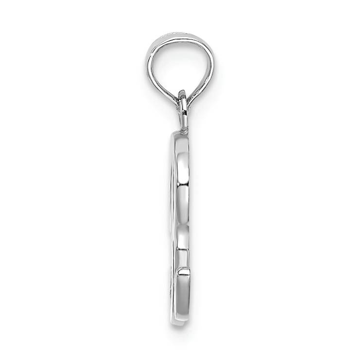 Rhodium Over 14k White Gold Polished Script Letter R Initial Pendant