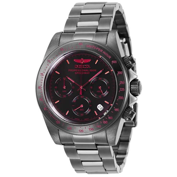 Invicta Speedway 39.5mm Black Dial Stainless Steel Band Quartz Watch