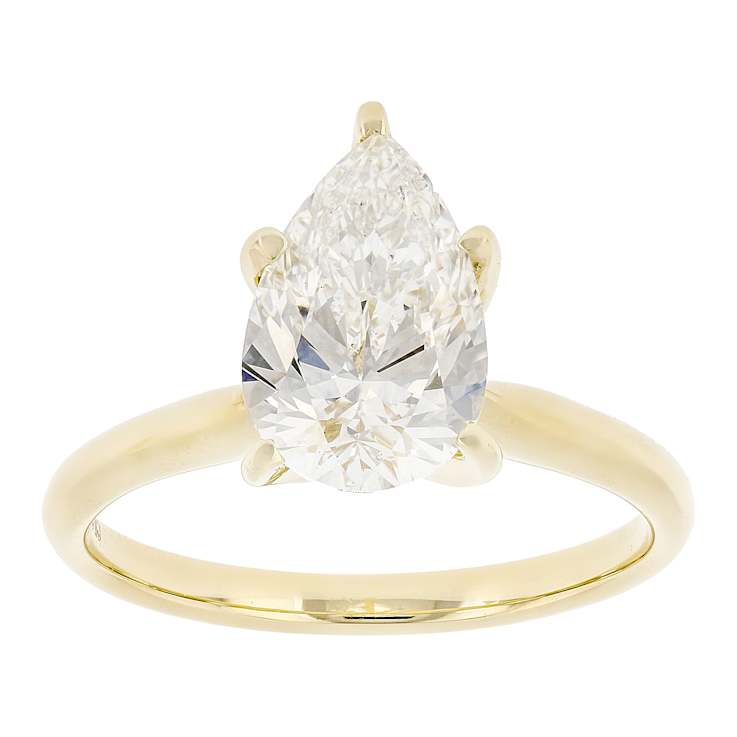 Lab-Grown Diamond Pear Shape Solitaire Ring In 14K Gold 2.00ct