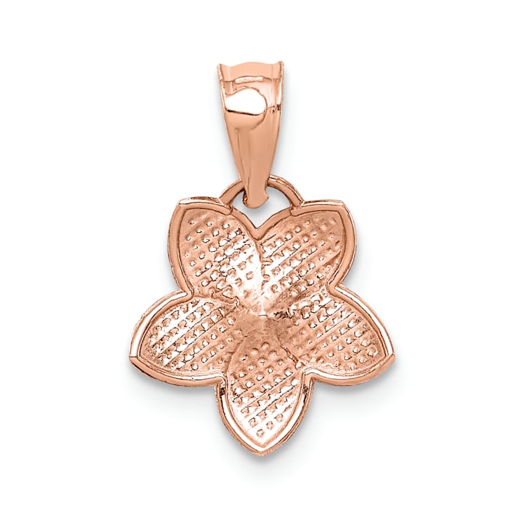 14k Rose Gold Polished and Textured Mini Plumeria Pendant