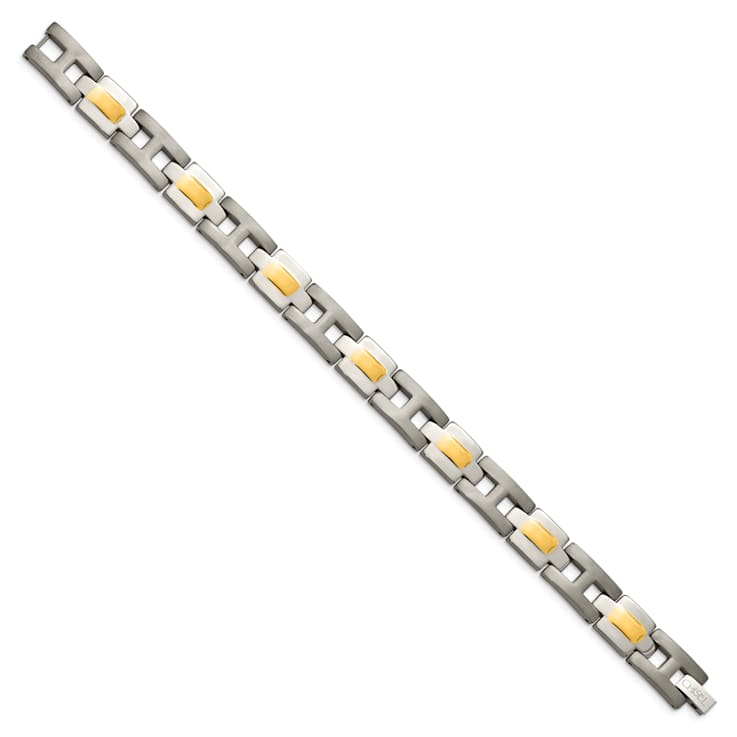 Titanium Brushed and Polished Yellow IP-Plated Bracelet