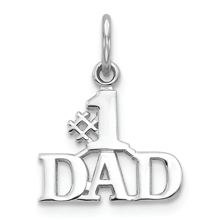 Rhodium Over 14K White Gold Number 1 DAD Charm