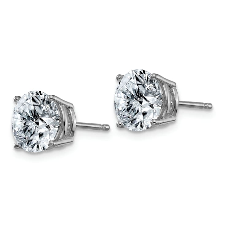 Rhodium Over 14K White Gold 3ct. 7.5mm Round G H I True Light Moissanite Earrings
