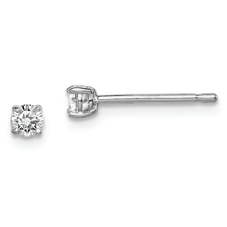 Sterling Silver Rhodium-plated 3mm Round CZ Stud Earrings
