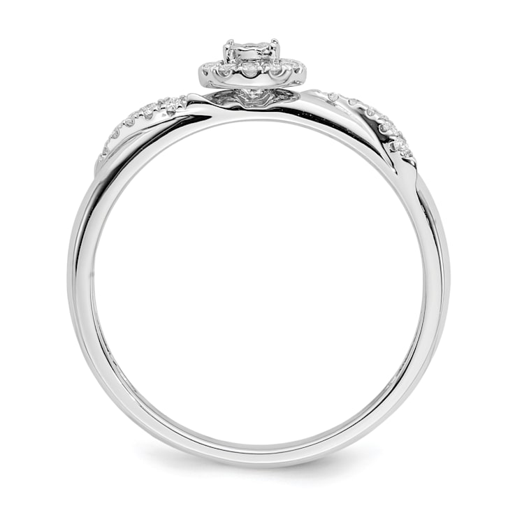 Rhodium Over 14K White Gold Diamond Trio Engagement Ring 0.12ctw