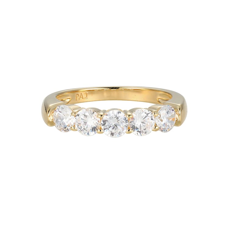 White Cubic Zirconia 18k Yellow Gold Over Sterling Silver Ring 2.03ctw