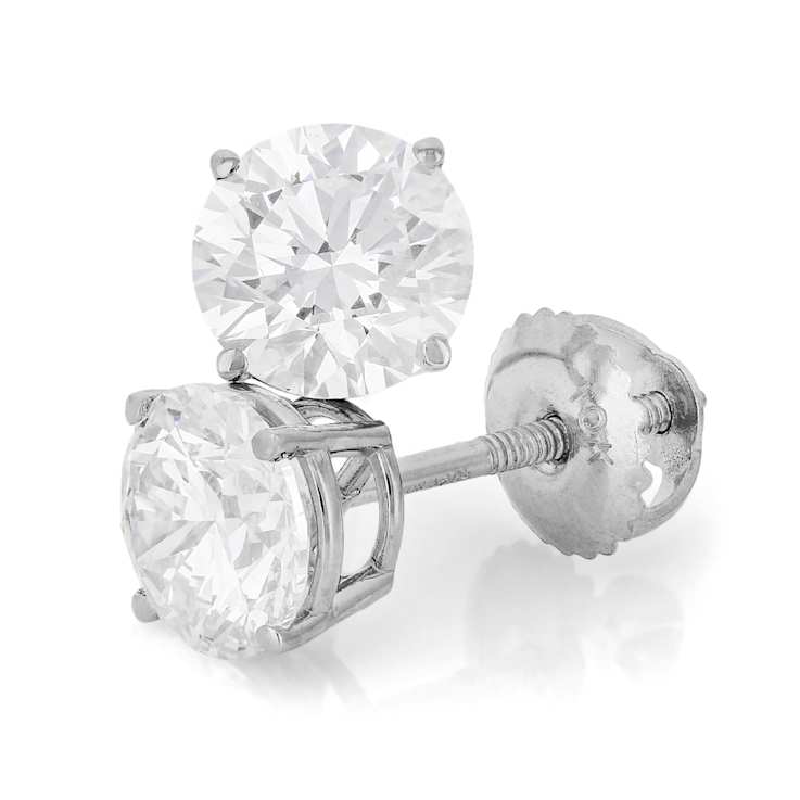 Lab-Grown Diamond Solitaire Stud Earrings 2.00ctw In 10K White Gold