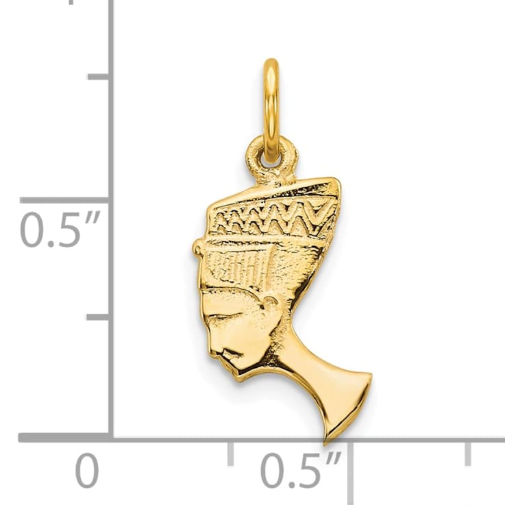 10k Yellow Gold Solid Bust Of Nefertiti Charm BGV728