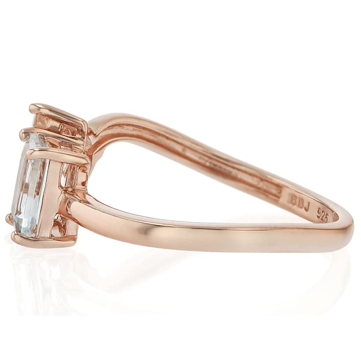Aquamarine And Morganite Bypass Ring In 18K Rose Gold Over Sterling
Silver 1.25ctw