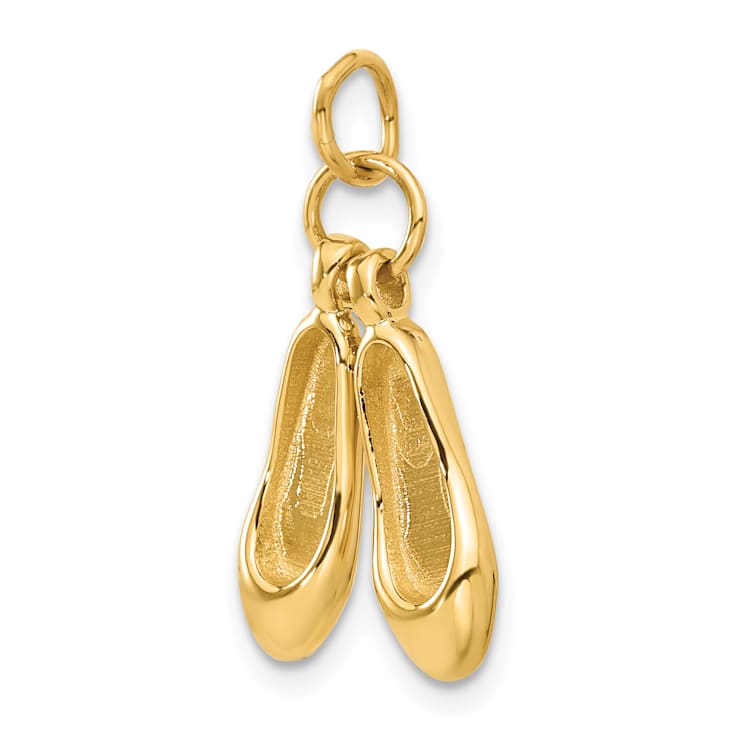 14k Yellow Gold Textured Ballet Slippers Charm Pendant