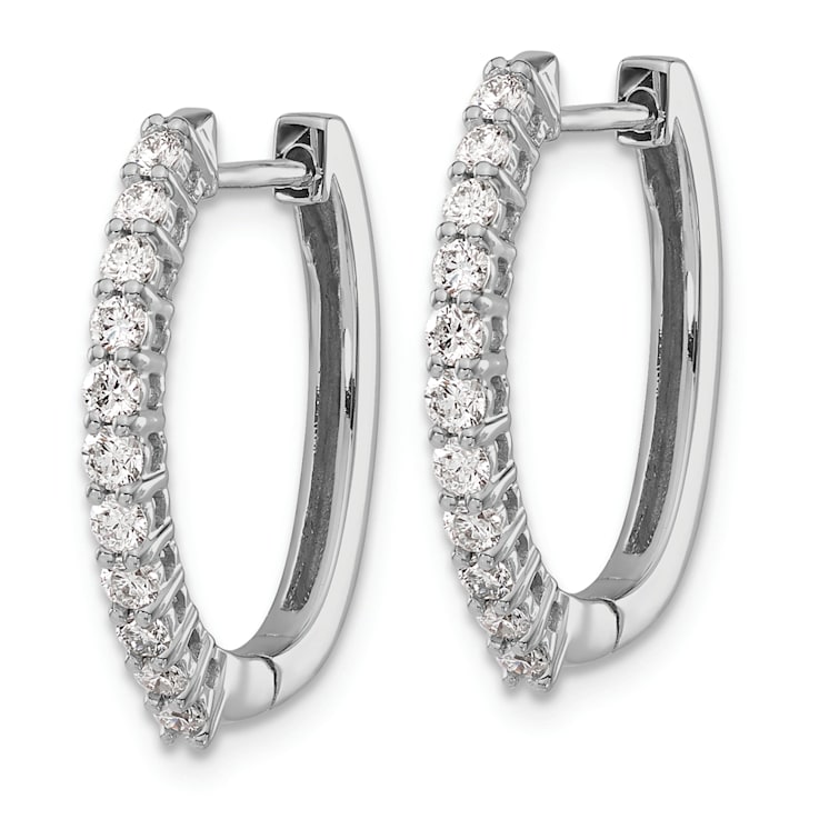 Rhodium Over 14K White Gold Lab Grown Diamond SI1/SI2, G H I, Hinged
Hoop Earrings