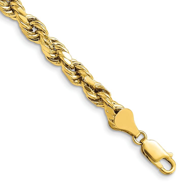 10k Yellow Gold 5.5mm Diamond-Cut Rope Link Bracelet