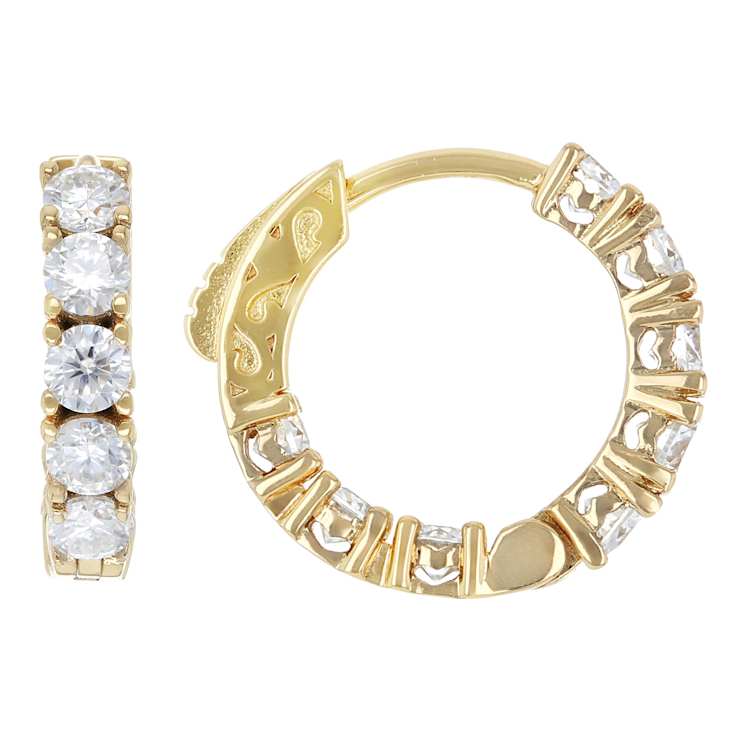 Classic Moissanite Inside-Out Hoop Earrings In 14K Gold Over Sterling Silver