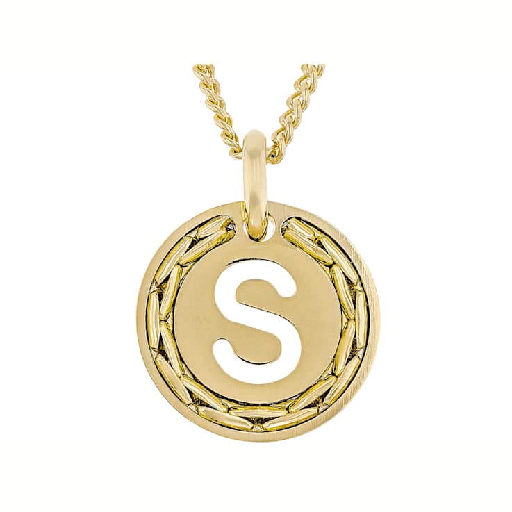 Cardano Initial S Pendant Necklace In 18K Gold Over Bronze