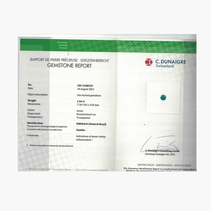 Emerald 7.8mm Round 1.44ct
