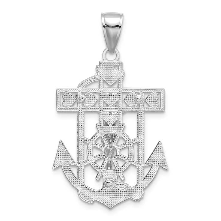 Rhodium Over 14k White Gold Mariner's Crucifix Pendant