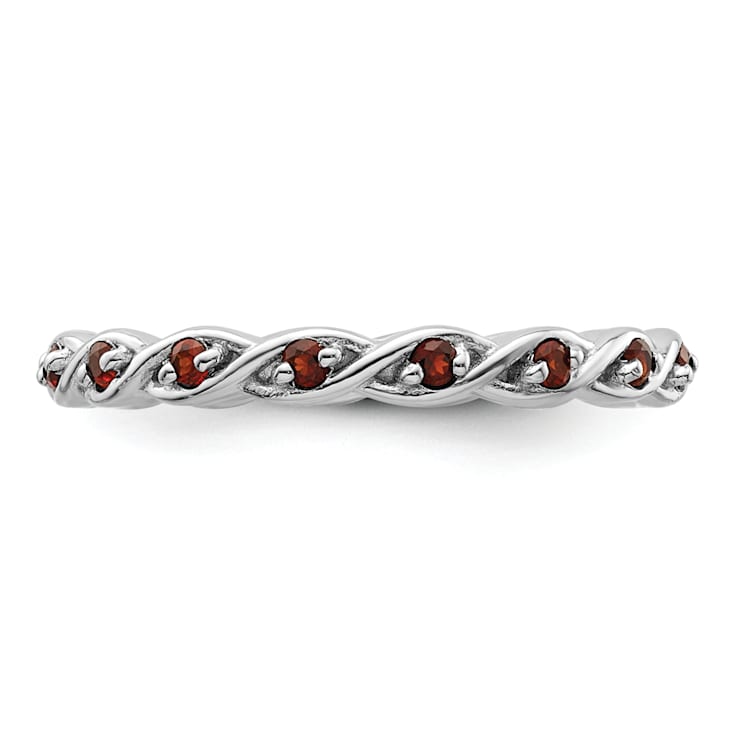 Sterling Silver Stackable Expressions Garnet Ring 0.35ctw