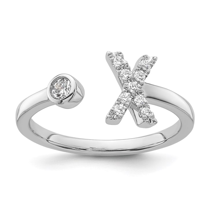 Rhodium Over 14K White Gold Lab Grown Diamond VS/SI GH, Initial X
Adjustable Ring