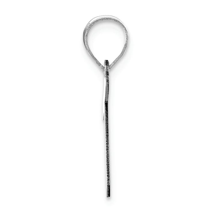 Rhodium Over 14k White Gold Polished Bubble Letter T Initial Pendant