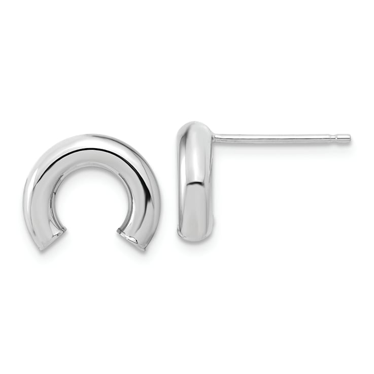 Rhodium Over 14k White Gold Polished U Shape Tube Earrings