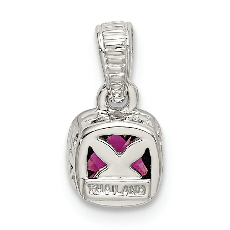 Rhodium Over Sterling Silver with 14k Accent Rhodolite Garnet Pendant