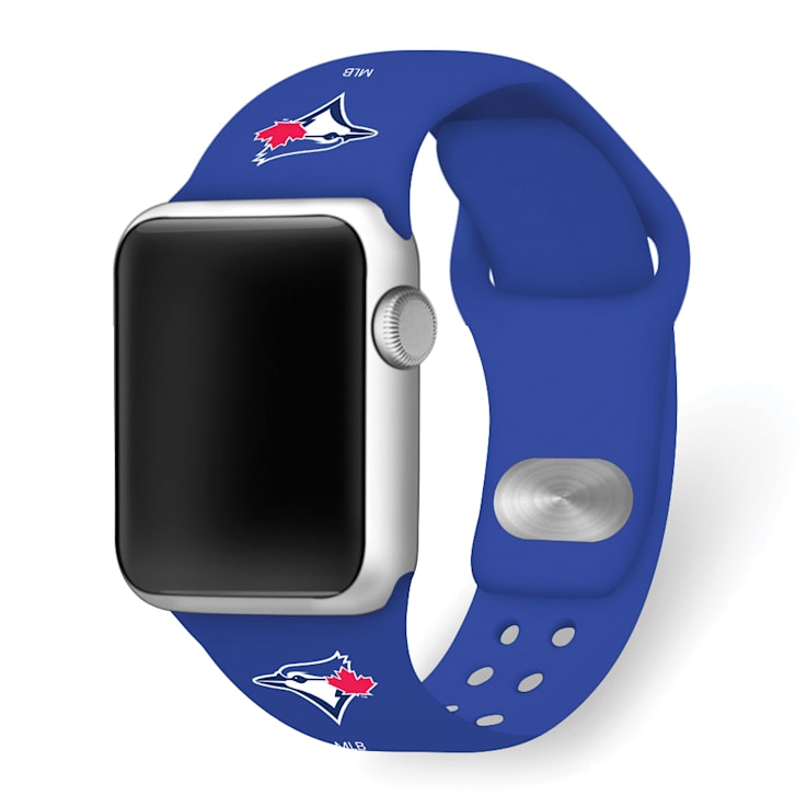 Gametime MLB Toronto Blue Jays Blue Silicone Apple Watch Band (42/44mm
M/L). Watch not included.