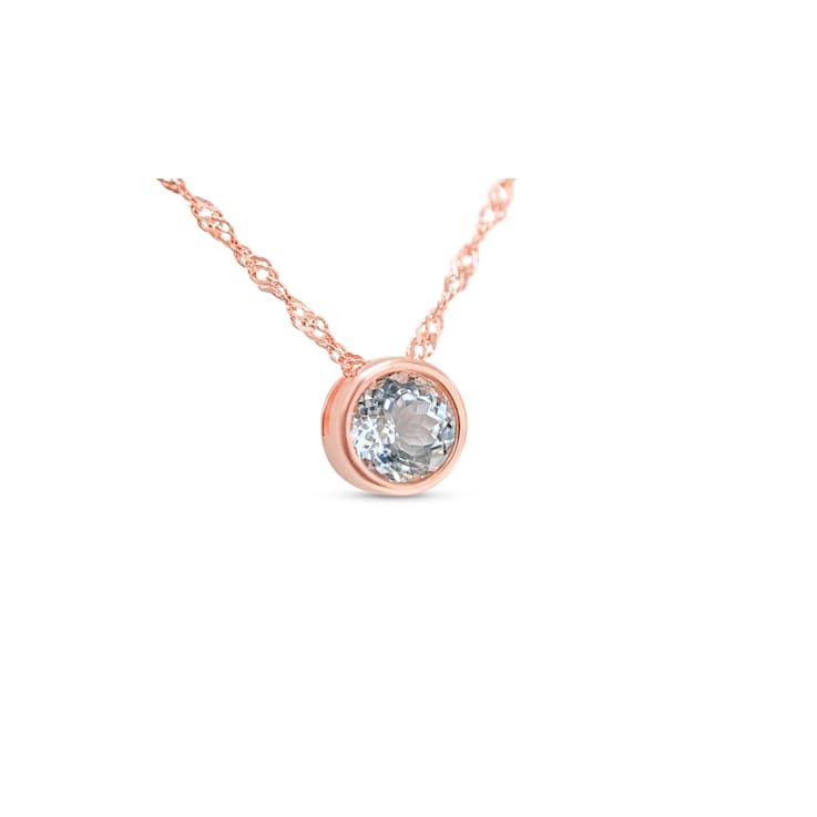 Round Aquamarine and Cubic Zirconia 18K Rose Gold Over Sterling Silver
Pendant with chain, 1.75ctw