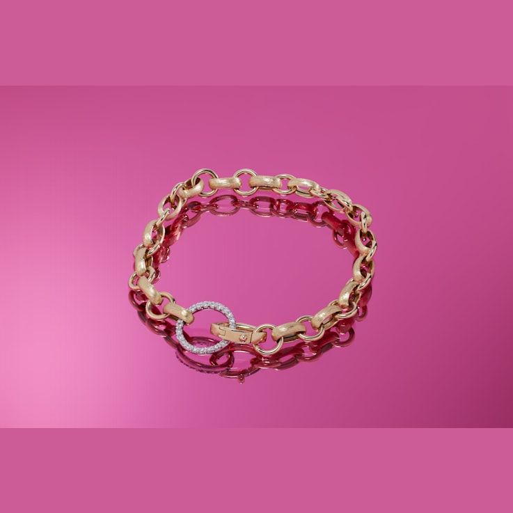 14K Yellow Gold with White Rhodium Diamond 7.5-inch Bracelet 0.35ctw