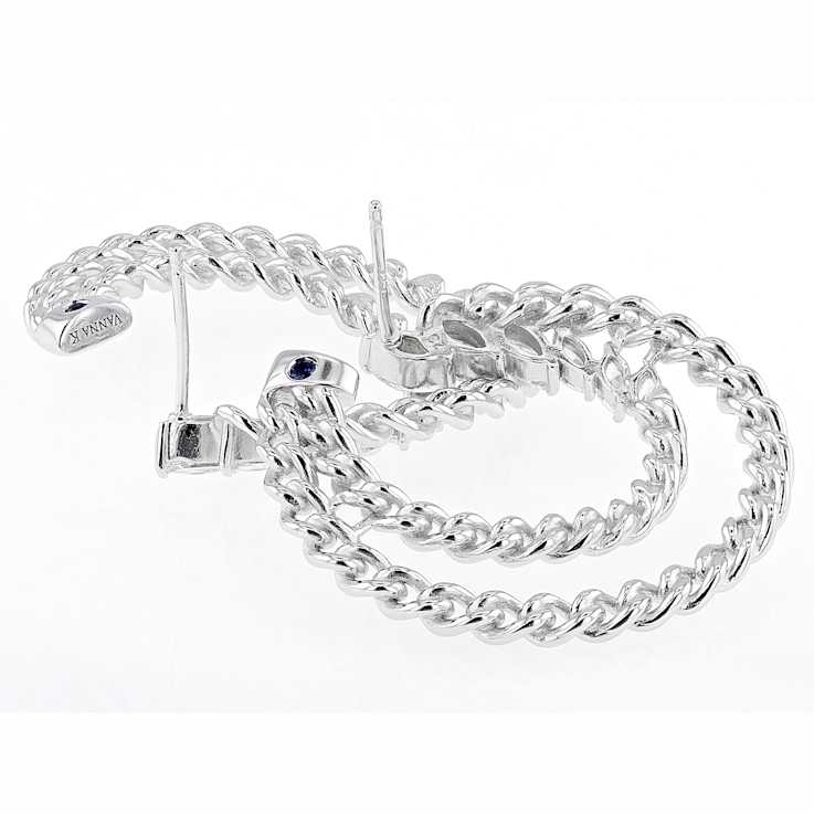 CZ Marquise and Link Double Hoop Earrings In Platinum-Enhanced Sterling
Silver 1.94ctw