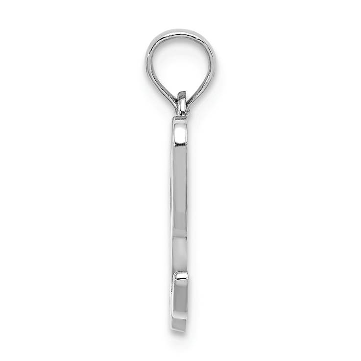 Rhodium Over 14k White Gold Polished Script Letter L Initial Pendant
