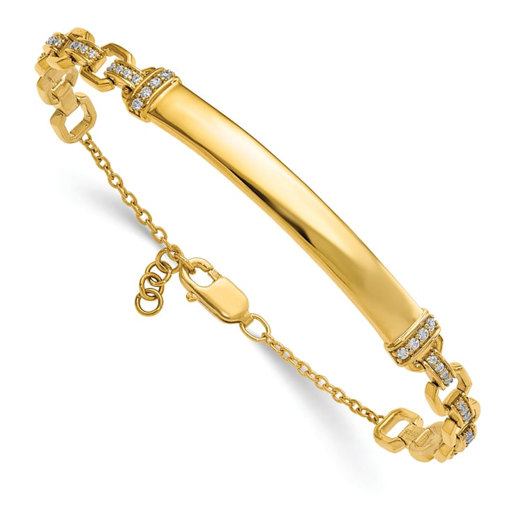 14k Yellow Gold Diamond ID Bracelet