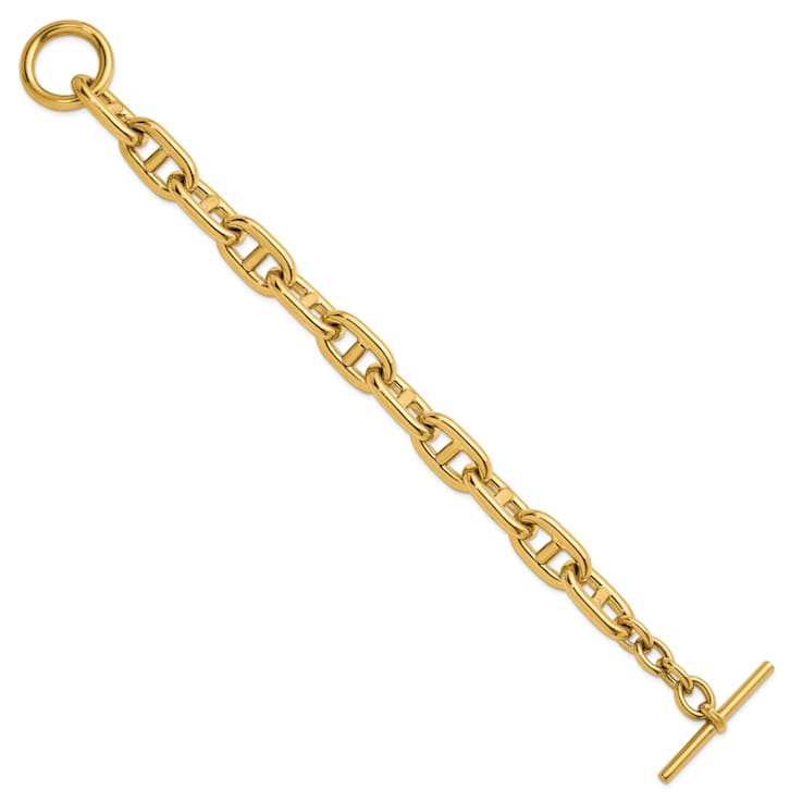 14K Yellow Gold Anchor Link 12.5mm 8.5 inch Toggle Bracelet