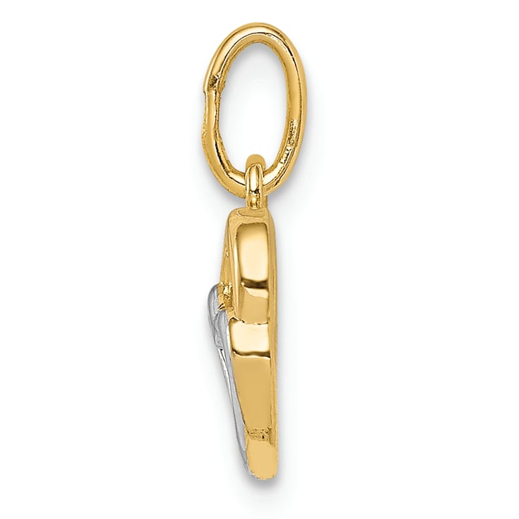 14k Two-tone Gold Polished Hearts Pendant