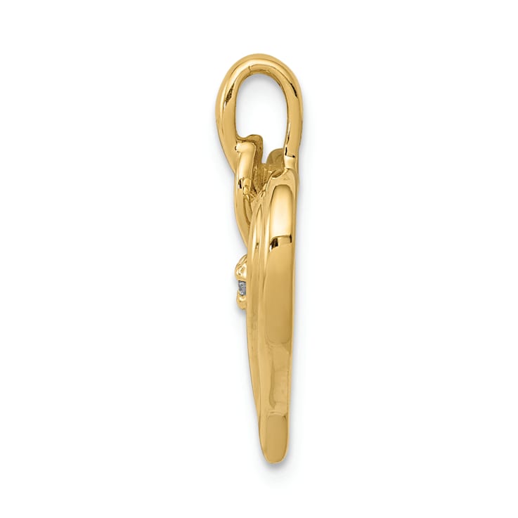 14k Yellow Gold Diamond Heart Pendant