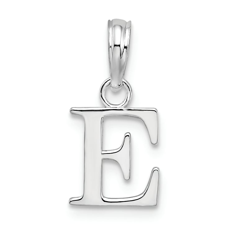 Sterling Silver Polished Block Initial -E- Pendant