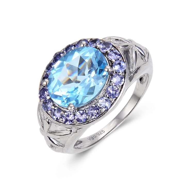 Blue Topaz and Tanzanite Sterling Silver Ring, 4.75ctw