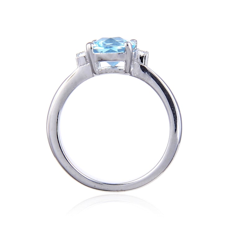 Square Cushion Blue Topaz with White Topaz Accents Sterling Silver
Tapered Shoulders Ring, 1.88ctw