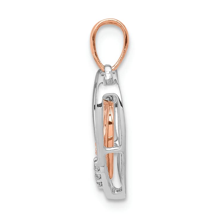 10k White Gold and 10k Rose Gold Diamond Heart Pendant