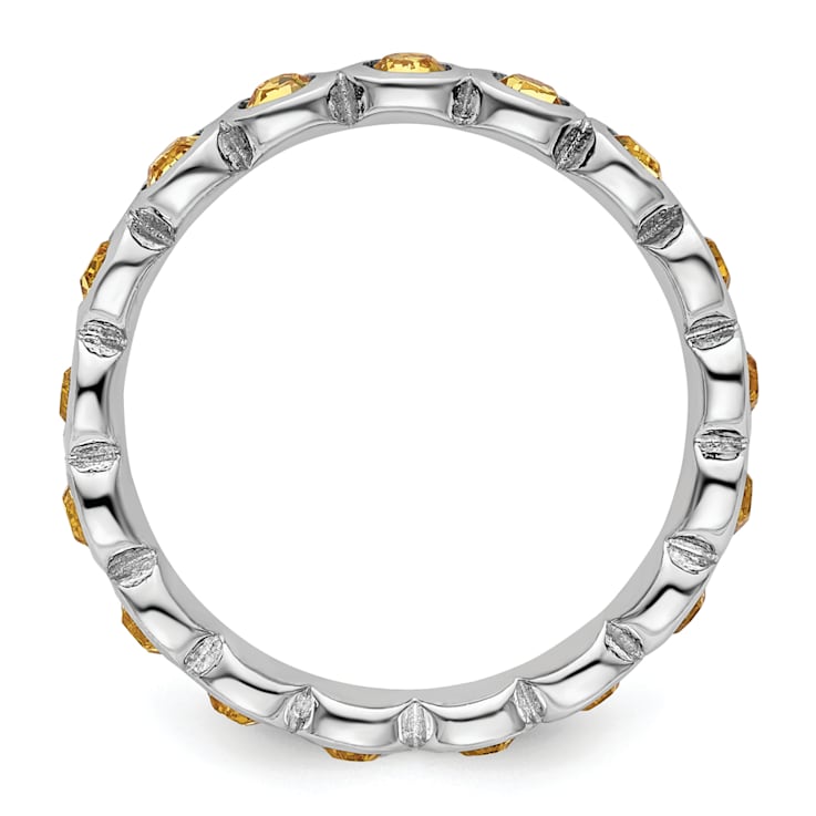 Sterling Silver Stackable Expressions Yellow Crystal Ring