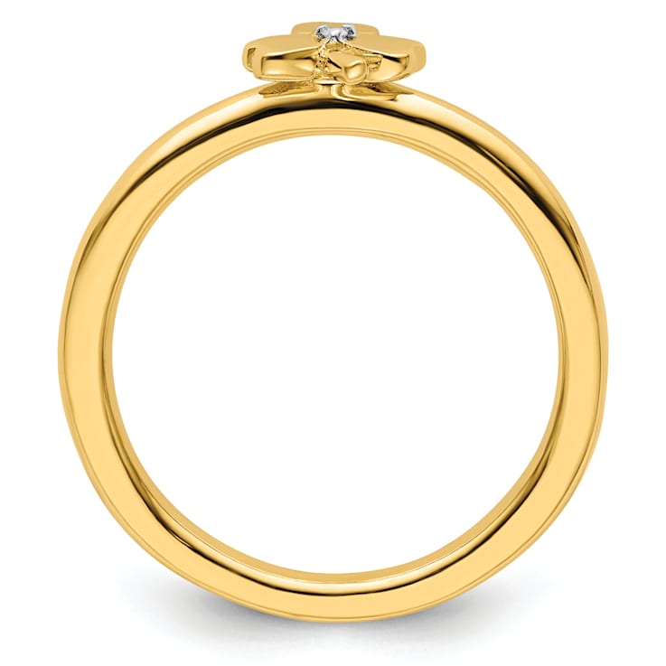 14K Yellow Gold Over Sterling Silver Stackable Expressions Diamond
Clover Ring 0.005ctw