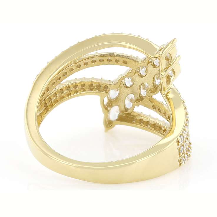 Marquise And Round CZ Statement Ring In 18K Gold Over Sterling Silver 1.70ctw