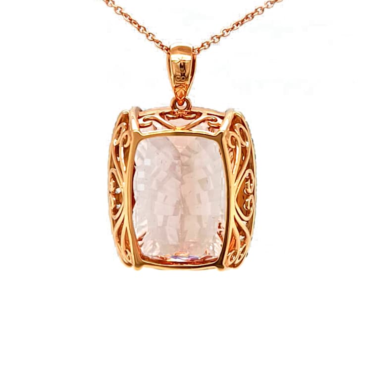 39.80 Ctw Morganite and 1.10 Ctw White Diamond Pendant in 18K RG