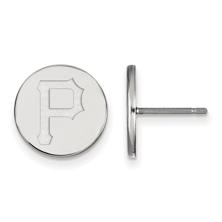 Rhodium Over Sterling Silver MLB LogoArt Pittsburgh Pirates Post Earrings