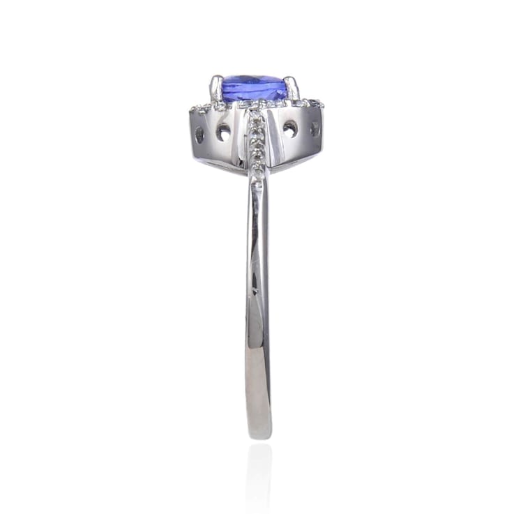 Blue Tanzanite with White Topaz Accents Sterling Silver Halo Ring