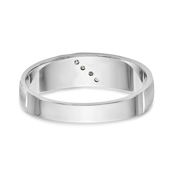 Rhodium Over 14K White Gold AA Quality Trio Mens Wedding Band