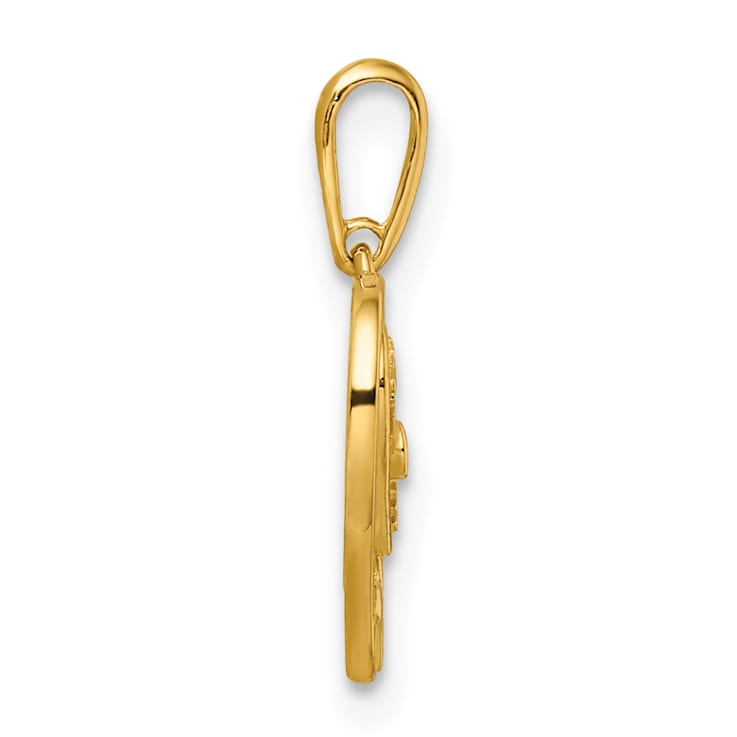 14K Yellow Gold Cubic Zirconia Mom and Daughter Heart Pendant