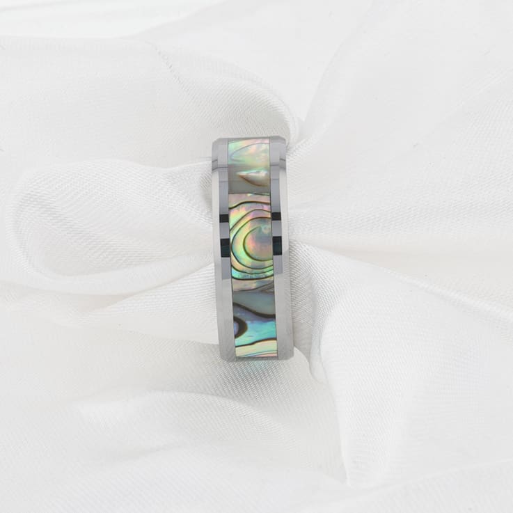 MAUI Tungsten Wedding Band with Mother of Pearl Inlay 10mm
